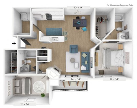 2 bedroom 2 bathroom Floor plan A at Sundance Apartments, Indianapolis, Indiana